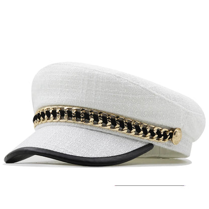 Trendy Navy Sun Hat Casual Military Caps Woman
