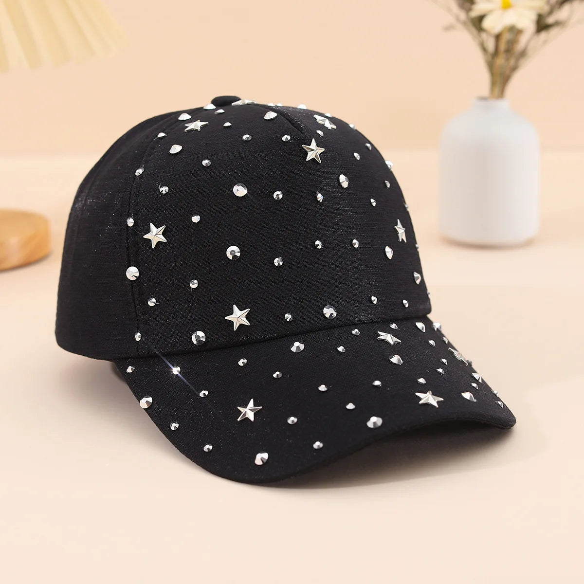Women's Visors Diamond Star Shiny Metal Rivet Baseball Cap
