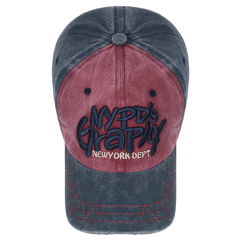 New Fashion Unisex Three-Dimensional Letter Embroidery Design Washed Distressed Craft Cotton Baseball Cap