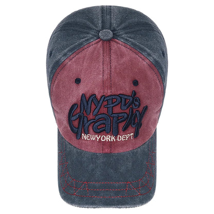 New Fashion Unisex Three-Dimensional Letter Embroidery Design Washed Distressed Craft Cotton Baseball Cap