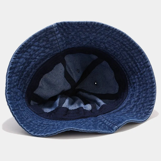 Round Denim Bucket Hat Unisex Adult Visor Caps