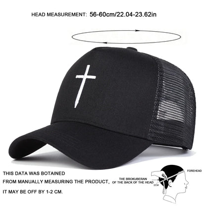 Unisex Cross Embroidery Baseball Net Caps Spring Summer