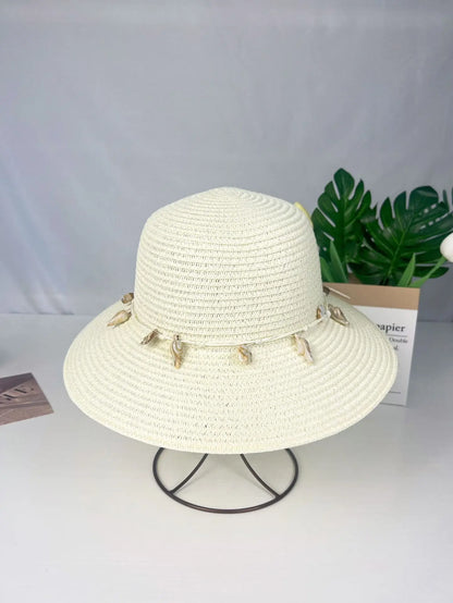 Women Summer Wide Brim Straw Hat Wave Edge Sun Protection