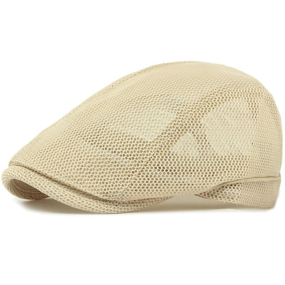 Men Women Breathable Mesh Trucker Cap Solid Plain Ivy Flat Cap Male Female Berets
