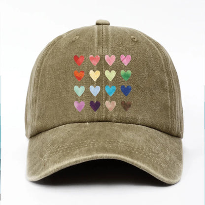 Colorful Heart-Shaped Pinted Baseball Cap for All Seasons