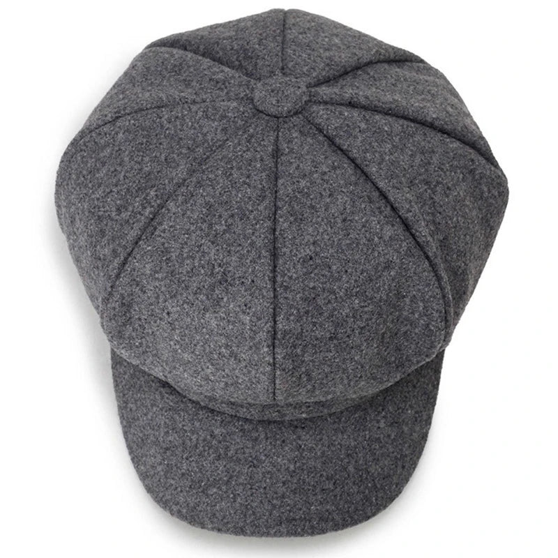 Autumn Winter Hats For Women Solid Plain Octagonal Newsboy Cap