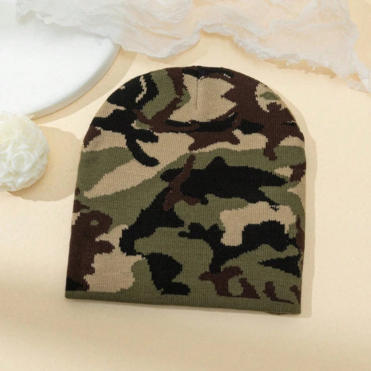 Women's Camouflage Knitted Hat Men Cry Caps