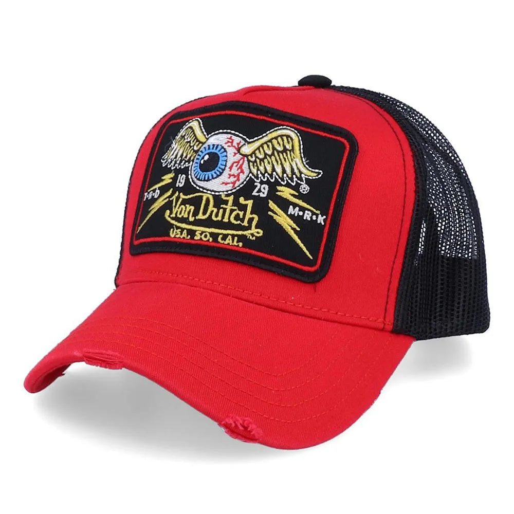 Casual Fashion VON Baseball Cap Breathable Shade Alphabet Embroidery Sunblock Mesh Embroidered DUTCH Trucker Hat