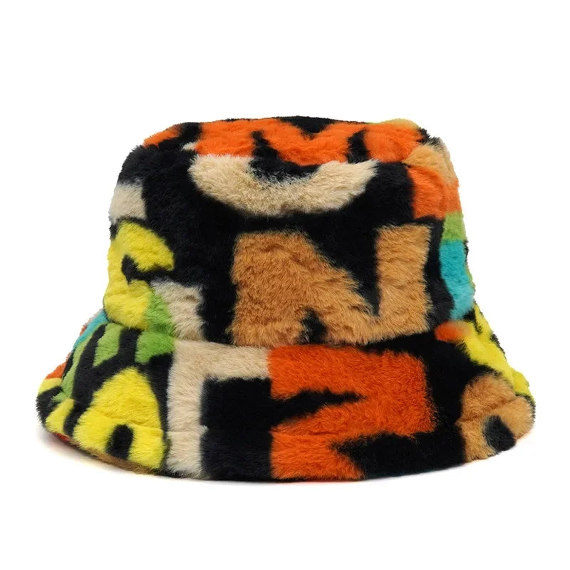 2024 New Winter Bucket-Hats Fluffy Fur Men Women Panama Hat
