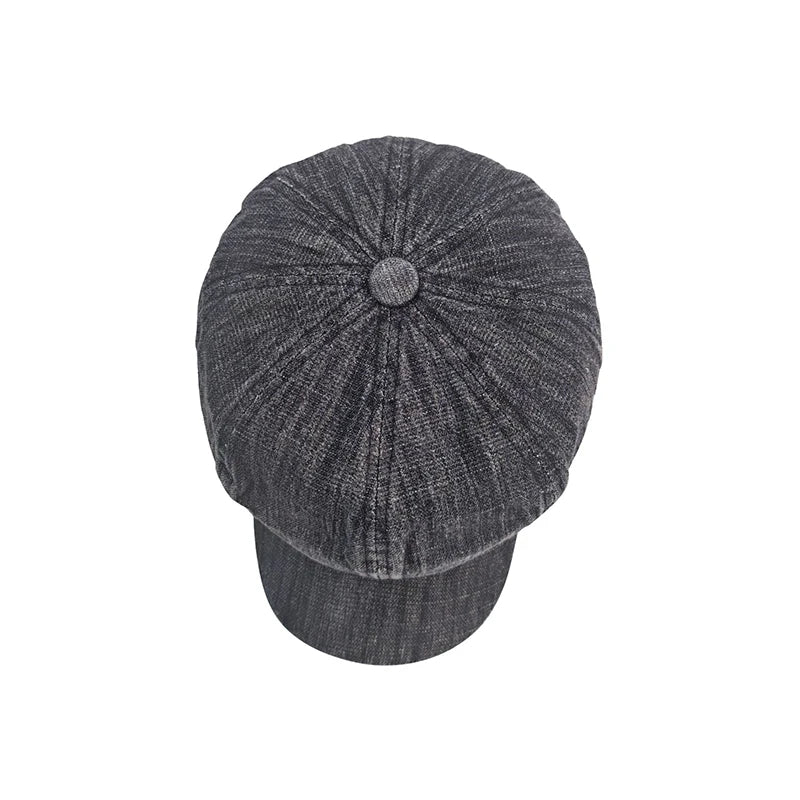 Women Vintage Washed Denim Octagonal Hat