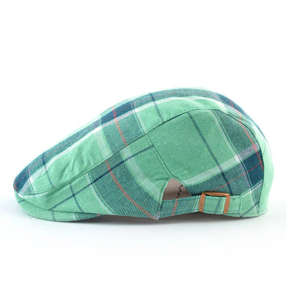 Vintage Plaid Berets Men Autumn Streetwear Peaked Cap