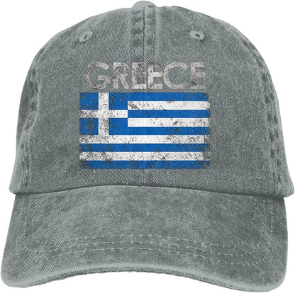 Greek Flag of Greece Denim Hats for Mens Womens Baseball Caps