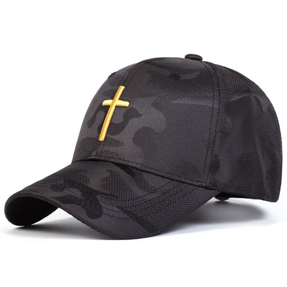 Unisex Cross Embroidery Camouflage Baseball Caps