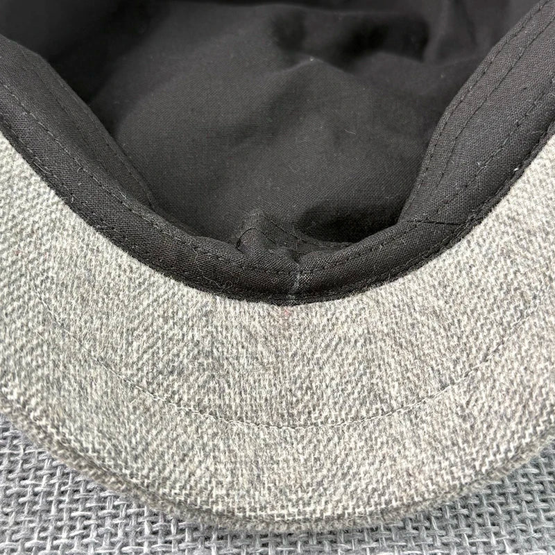 Gray Octagonal Cap Vintage Woolen Newsboy Caps
