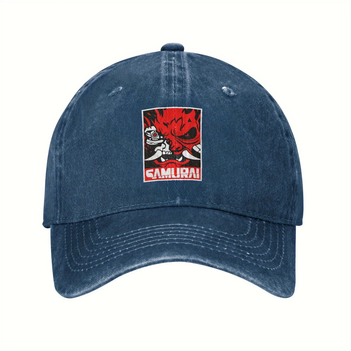 Cyberpunk Samurai Logo Washed Baseball Cap Unisex Casual Daily Outdoor Sun Hat