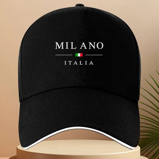 Woven Fabric.1pc Milan Italy Baseball Cap with Italian Flag & Milan Lettering