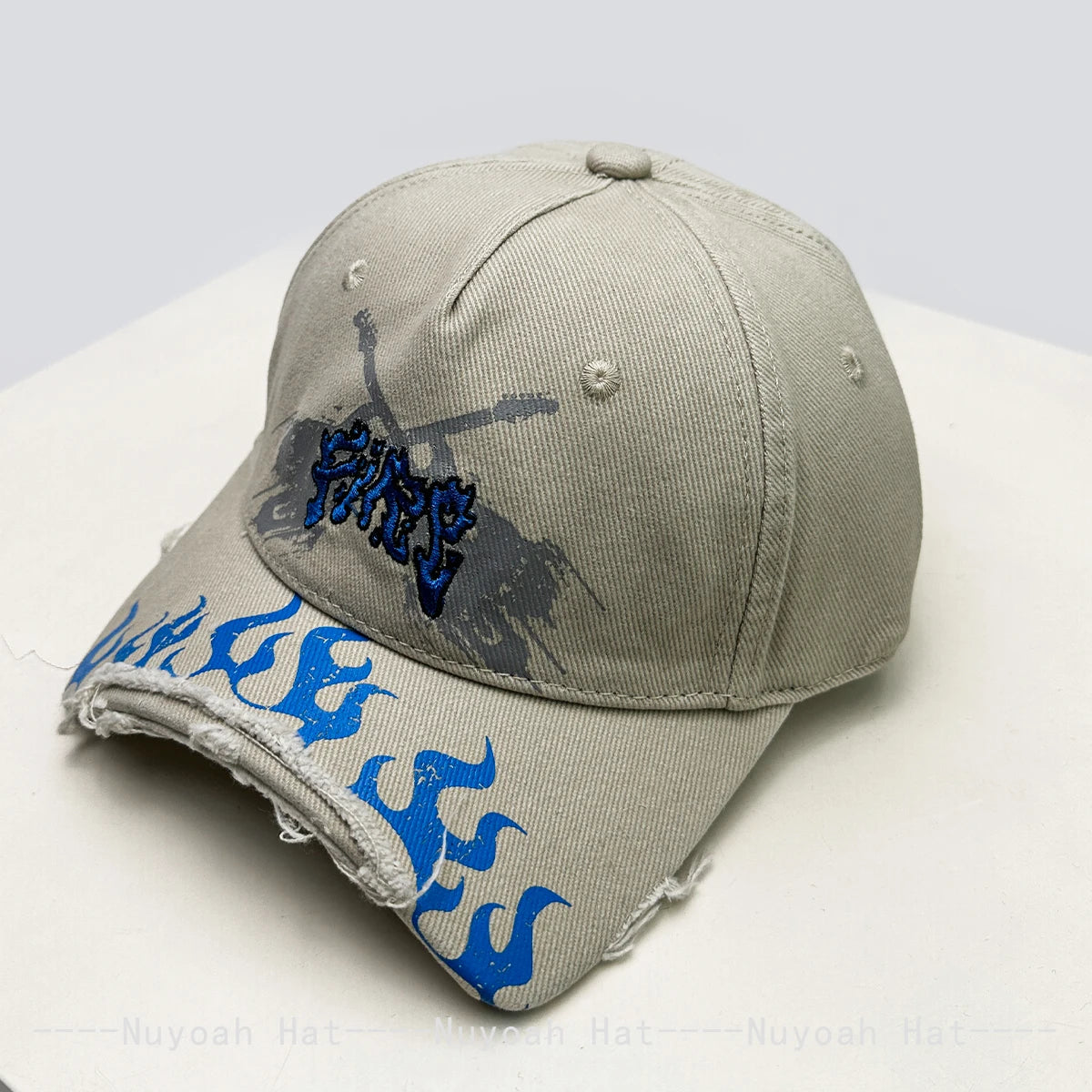 Niche Street Embroidered Letters Flame Flag Baseball Hats