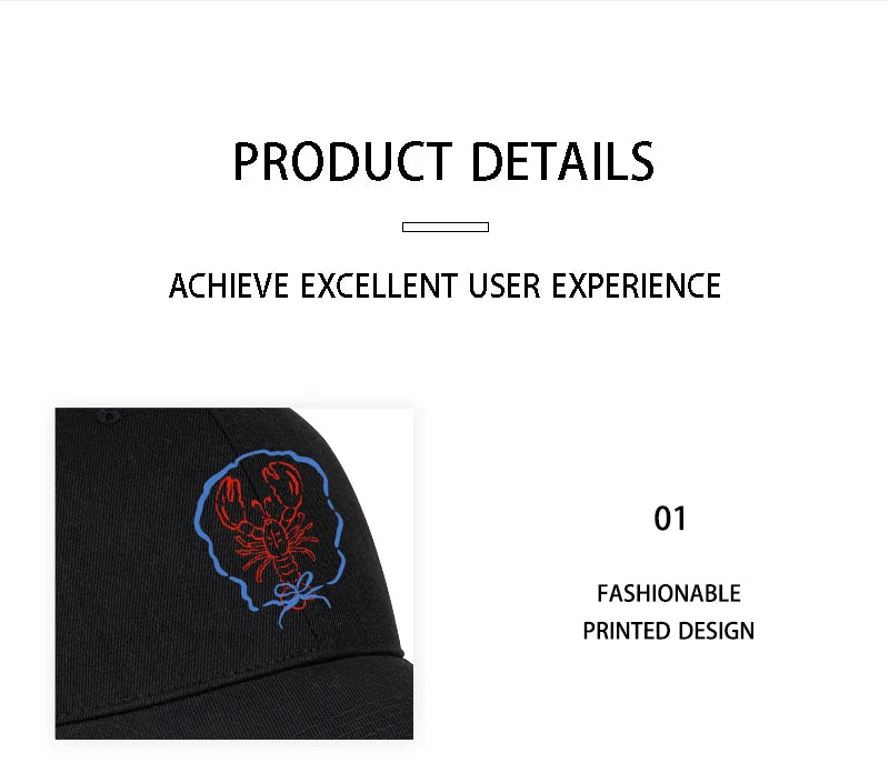 Bow Tie Lobster Print Soft Top Baseball Cap Soft Comfortable Lightweight Trendy Fashionable Unisex