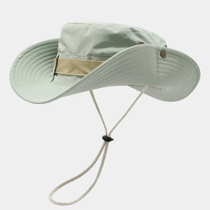 Drawstring Wide Brim Fisherman Hat Men's and Women's Summer