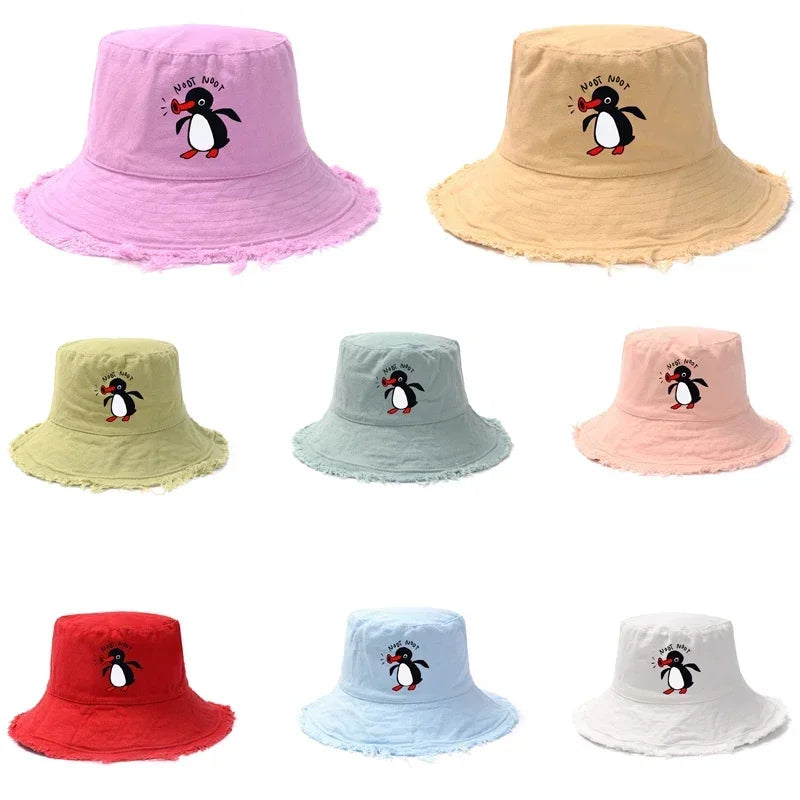 Summer Penguin Bucket Hat Reversible Bob Men Women Cotton
