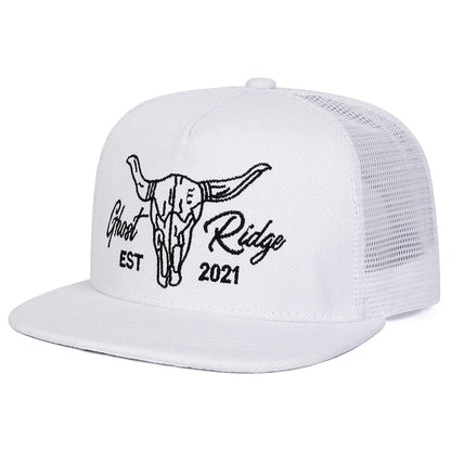 Unisex Ox Head Letter Embroidery Hip-Hop Net Hats