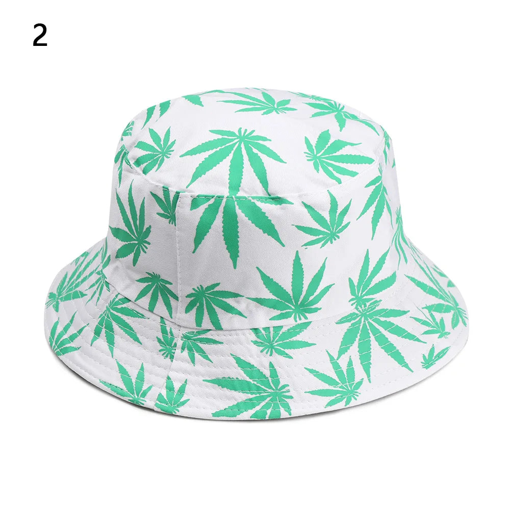 Panama Bucket Hat Candy Color/Hip Hop Maple Leaf Cotton