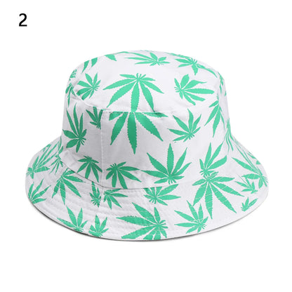 Panama Bucket Hat Candy Color/Hip Hop Maple Leaf Cotton