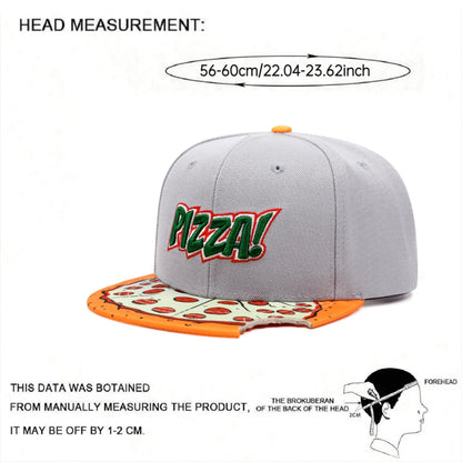 2025 Pizza Embroidery Printed Flat Brimmed Hat