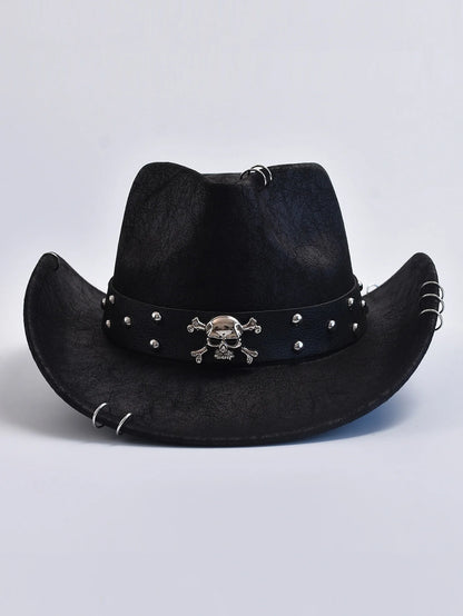 Faux Leather Vintage Western Cowboy Hat For Men Gentleman Jazz Hats