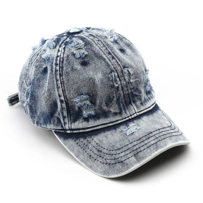 Women's Washed Vintage White Plain Denim Baseball Cap