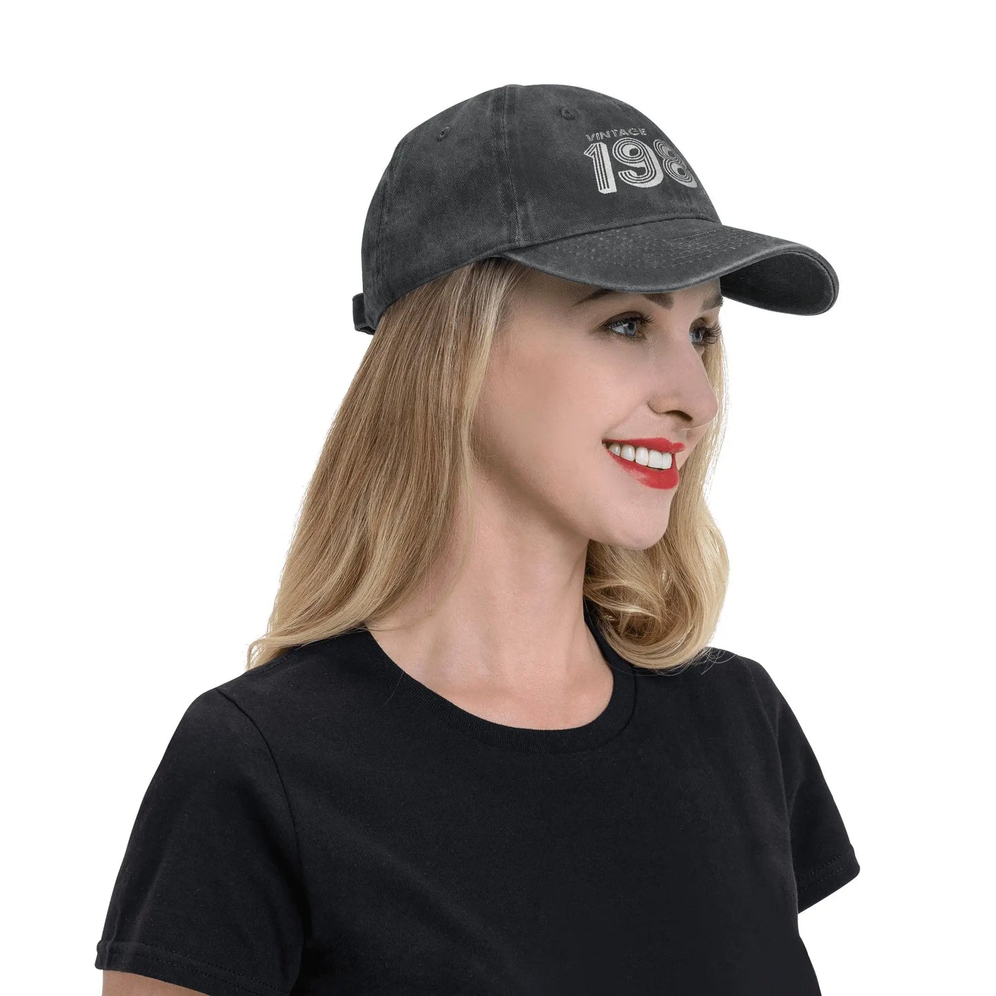 Unisex Vintage 1986 Birthday Year 40 years old  Printed Hats Vintage Distressed Denim  Baseball Cap