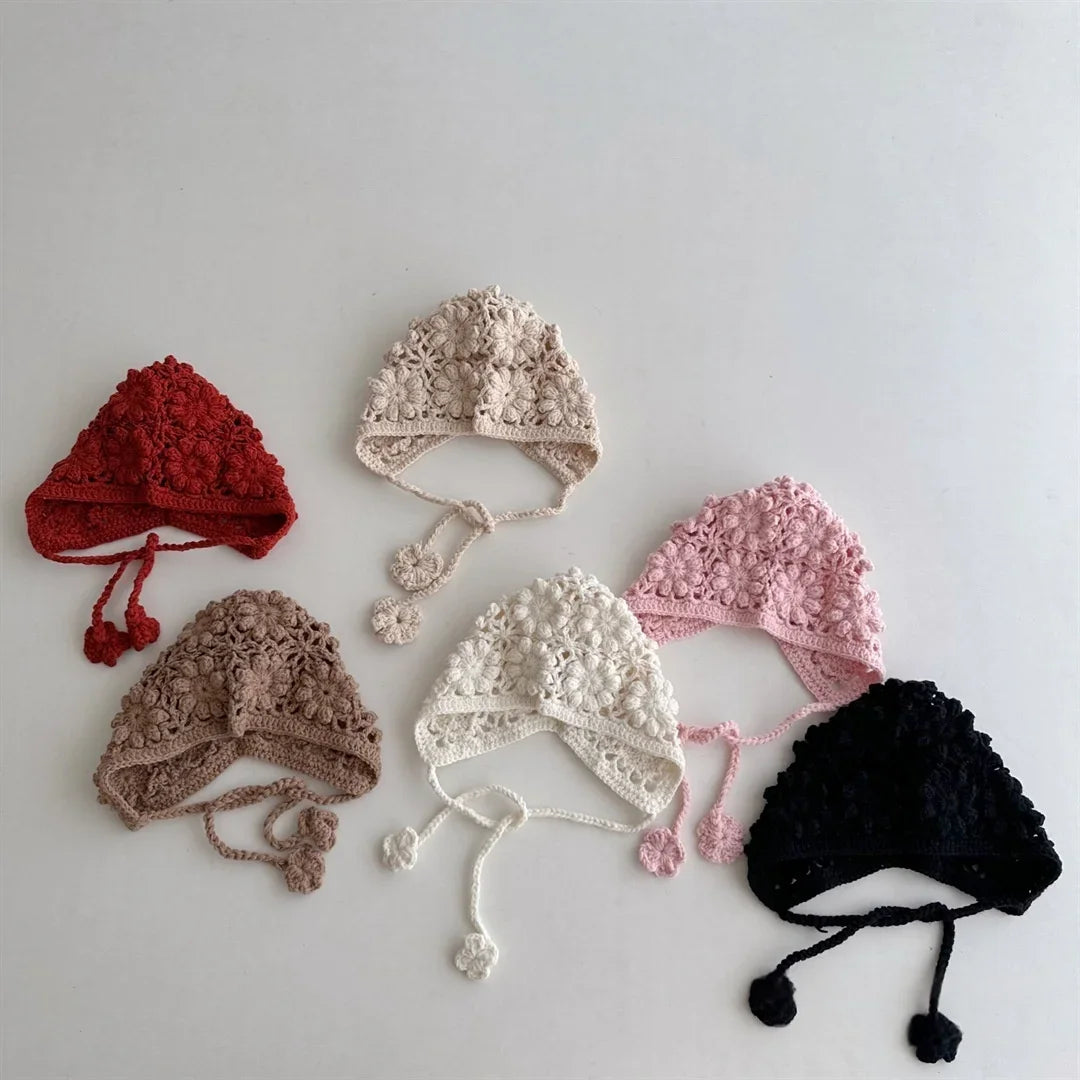Knitted Baby Hat Kids Girls Handmade Crochet Ear Flap Beanie