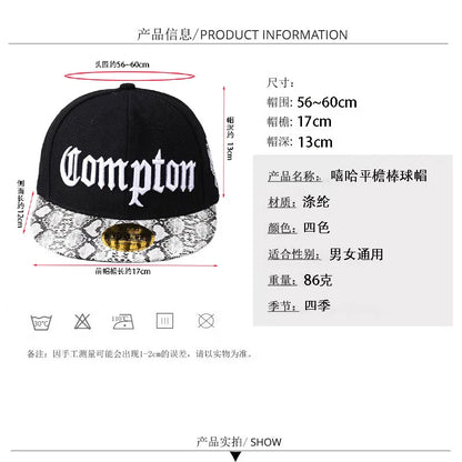 Cross Border Hot Selling in Europe and America Compton Baseball Cap Korean Style Brim Camouflage Hat