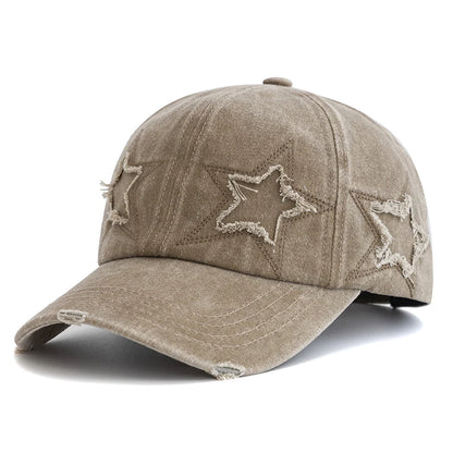 New Women's Five Pointed Star Design Washed Cotton Baseball Cap