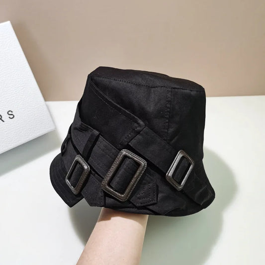 Luxury Panama Belt Buckle Bucket Hat Outdoor
