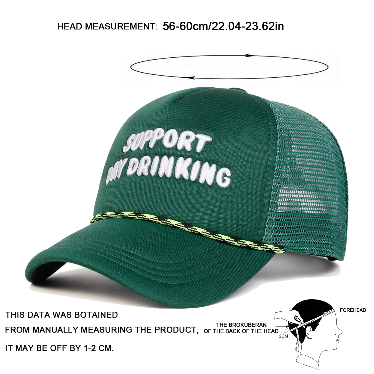 Unisex Day Drinking Letter Embroidery Baseball Net Caps Spring Summer