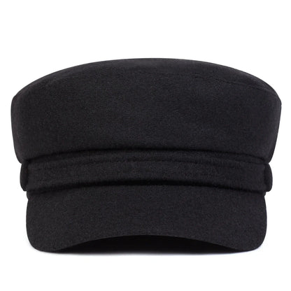 Unisex Solid Color Imitation Wool Military Hats
