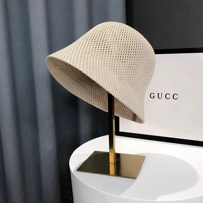 New Summer Beach Solid Wide Brim Bucket Hat For Women