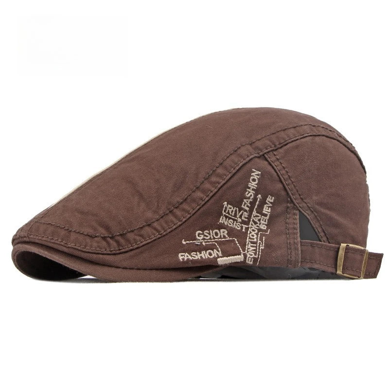 Washed Solid Flat Cap Contrast Stitching Ivy Newsboy Hat