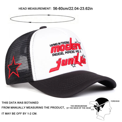 Unisex Modern Junkie Letter Embroidery Baseball Net Caps Spring and Summer