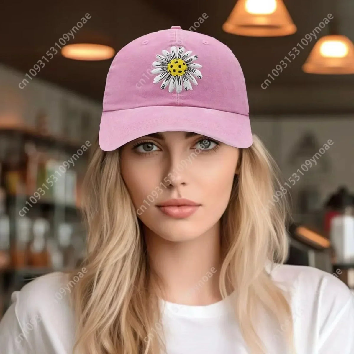 Daisy Washed Denim Embroidered Baseball Cap  Adjustable Classic Trucker Hat Outdoor Activies