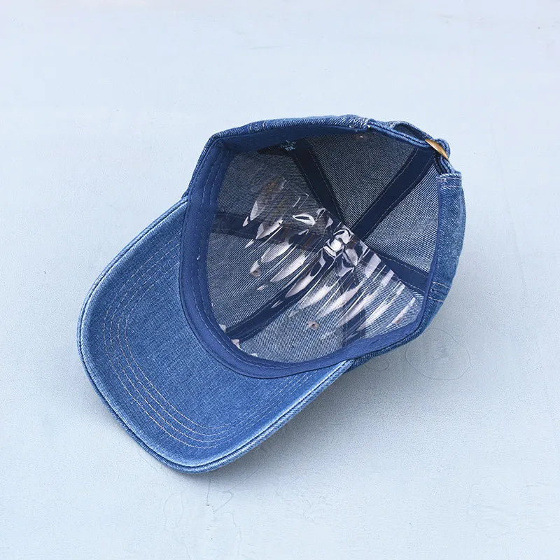Vintage Solid Baseball Cap Washed Denim Sports Hat Men