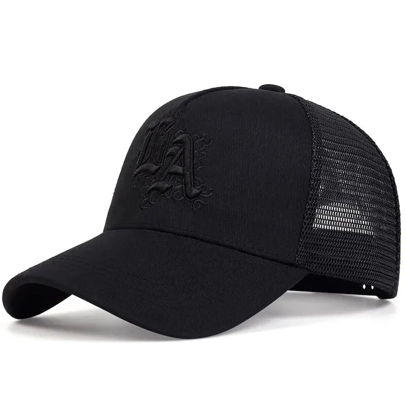 Unisex LA Letter Embroidery Baseball Net Caps Spring and Summer