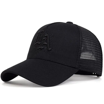 Unisex LA Letter Embroidery Baseball Net Caps Spring and Summer