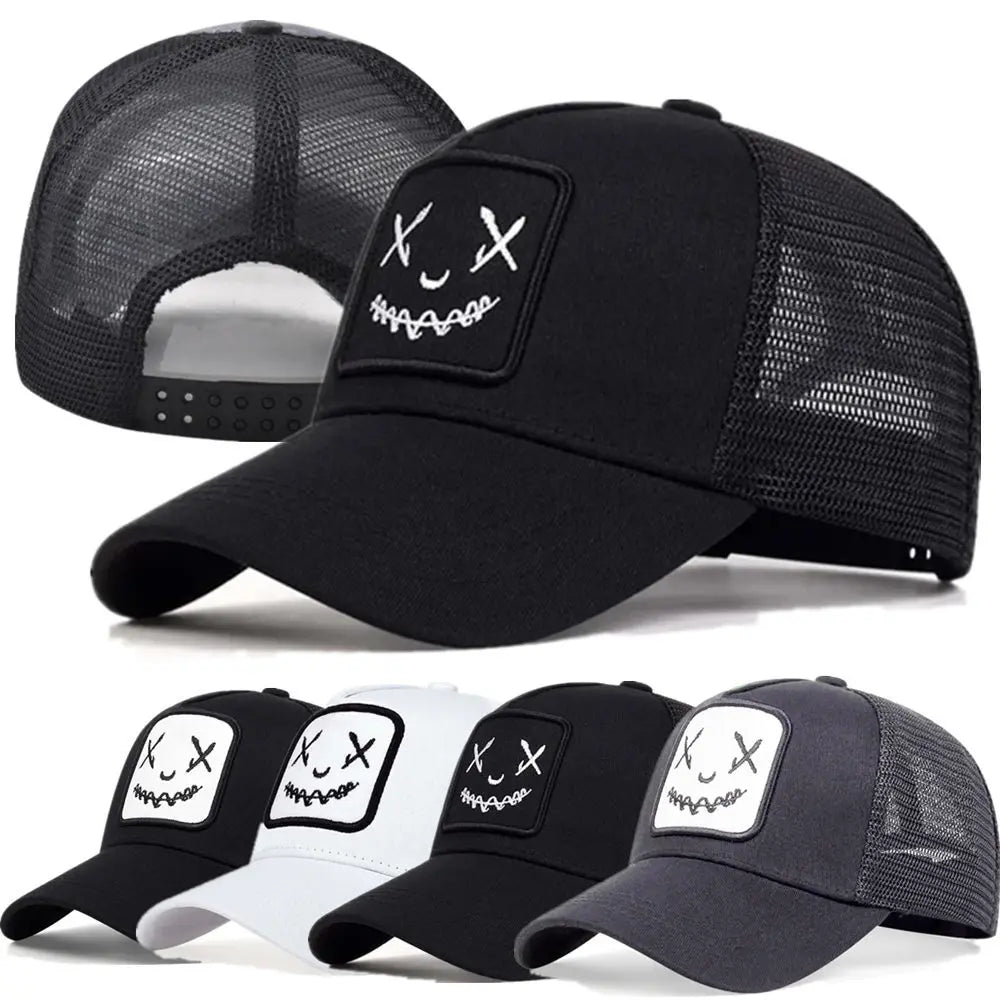Unisex Baseball Cap Smile Face Patch Pattern Caps Men Women Summer