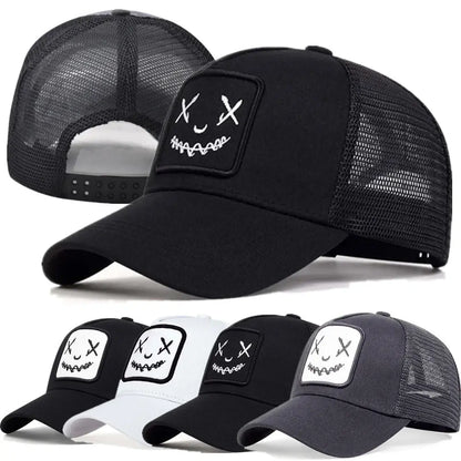 Unisex Baseball Cap Smile Face Patch Pattern Caps Men Women Summer