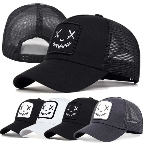 Unisex Baseball Cap Smile Face Patch Pattern Caps Men Women Summer