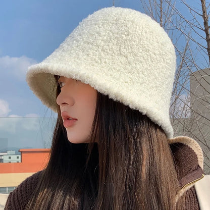 Wool Bucket Hat - Fashionable & Warm Winter Beanie, Cute Round Top Cap for Women & Girls (Unisex)