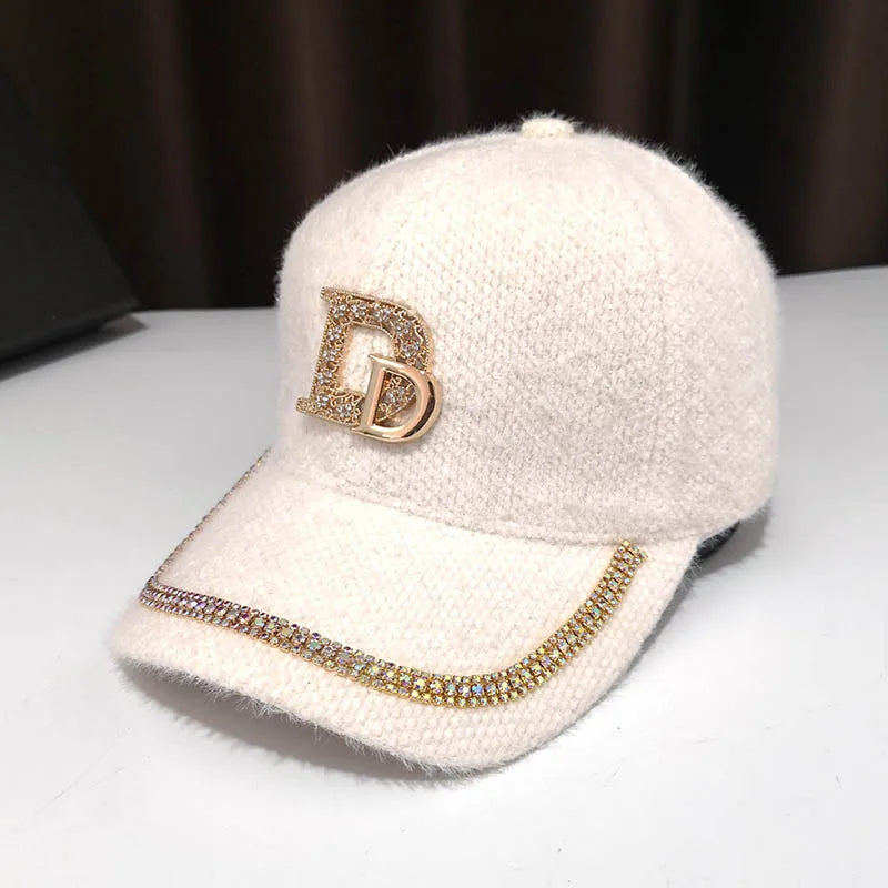 Fashion Diamond D Letter Baseball Cap For Women Summer