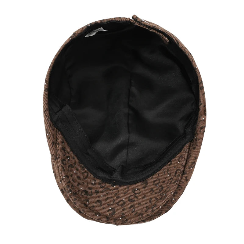 Vintage Leopard Print Newsboy Cap
